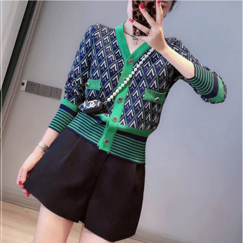 MDLV ~ 39008# Juana Knitted Cardigan Korea Look Zigzag Knit Outer Premium Fashion Import