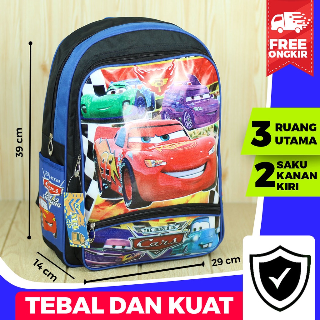 Jual Tas Ransel Anak Sekolah Murah Gambar Karakter Kartun Cars Cowok Laki-Laki