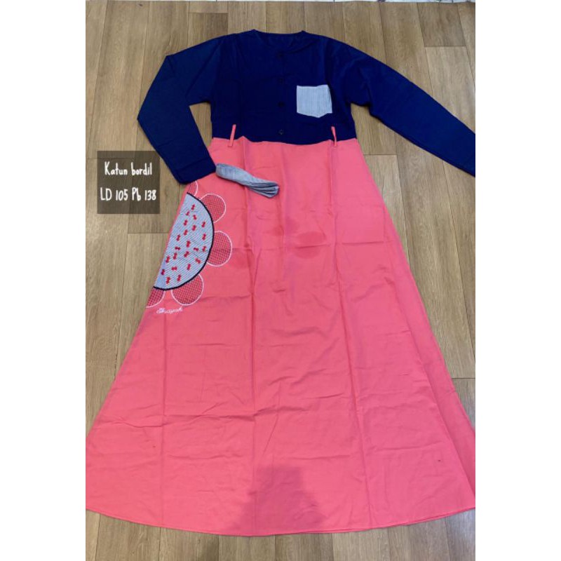 GAMIS INAYAH BORDIR BUNGA / GAMIS REPLICA DANNIS / GAMIS TERBARU