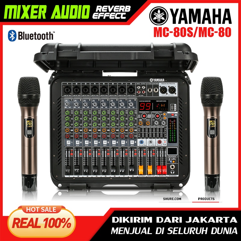 YAMAHA MC80S/MC80 Built-in EQ 16DSP mixer 8-channel 1200W dual-channel amplifier UHF floating microphone mendukung Bluetooth/MP3/USB playback Kotak peralatan aksesori