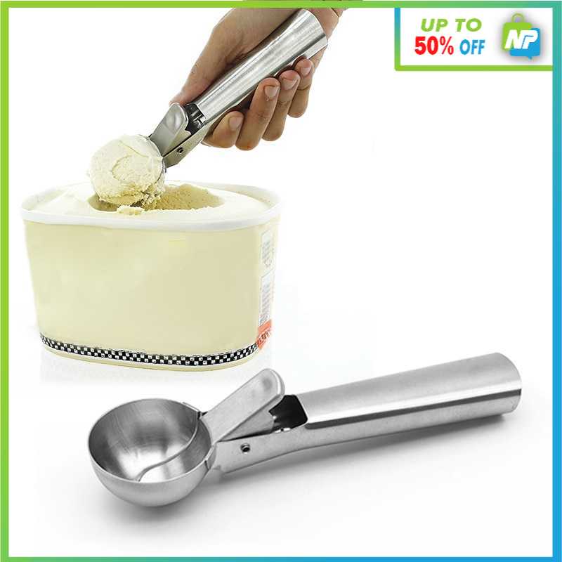 Sendok Takar es Krim Gula Kopi Susu Kecil Bulat Stainless Steel