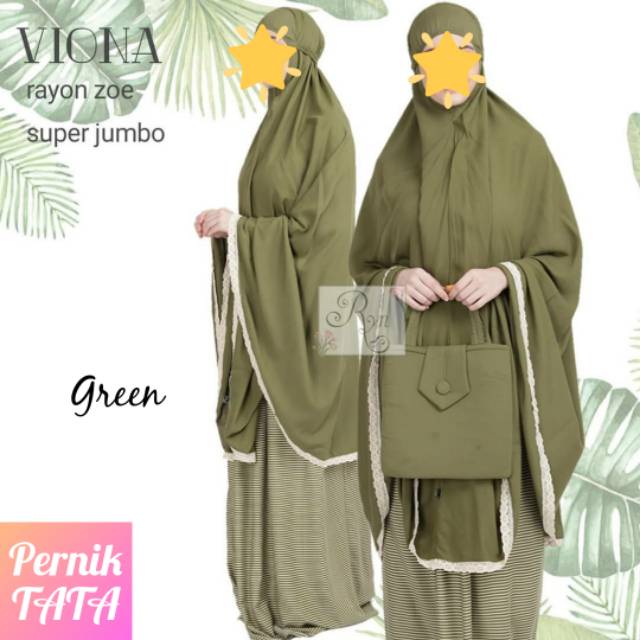 Mukena RYN VIONA Ori by Rhayahn Solo - Mukenah Dewasa Polos Renda Rayon Zoe Super Jumbo Bestseller