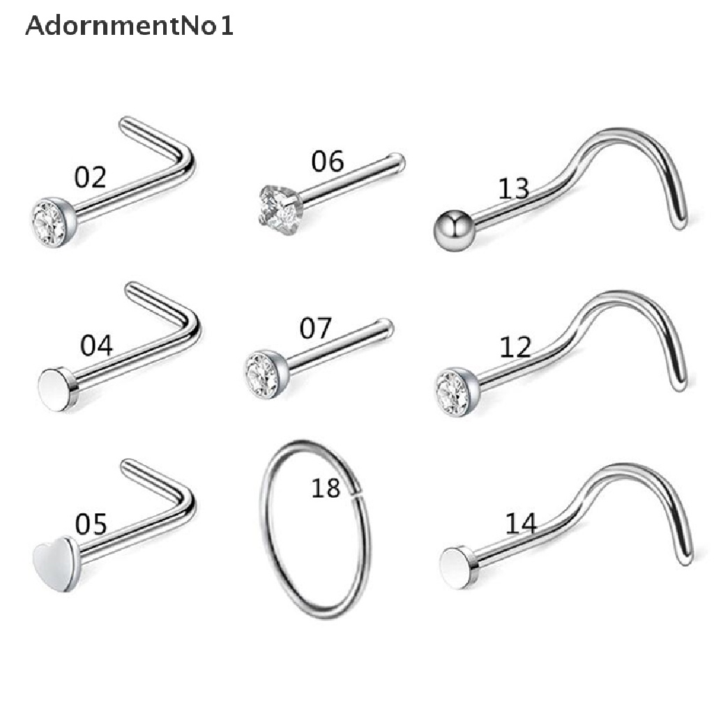 (AdornmentNo1) Cincin Tindik Hidung / Tubuh Bahan Stainless Steel 20G Bentuk L Untuk Pria / Wanita