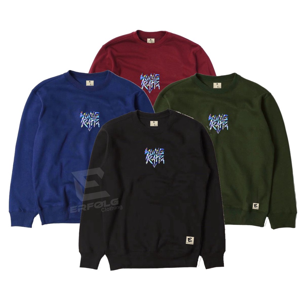 Crewneck Oversize Warna Hitam Black Motif Simpel Pria Wanita Premium Quality Erfolg Clothing Switer Oblong Hijau Army Sablon Gambar Print Crowneck Cardigan Original Brand Lokal Bandung Berkualitas Murah Suwiter Lengan Panjang Kerah Bulet