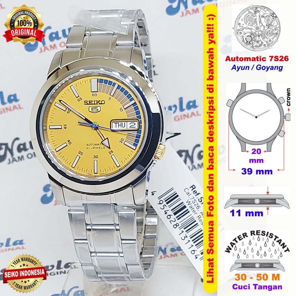 Seiko 5 SNKK29K1 Automatic Yellow Dial - Jam Tangan Pria SNKK29