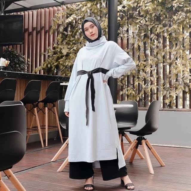 Set Celana Kulot + Long Tunik (Setelan Wanita Hijab)