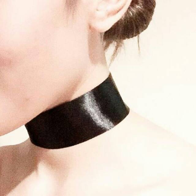 Black Megabold Satin Choker Plain Necklace | Kalung Handmade