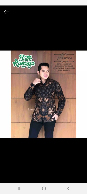 Perwira Kemeja Batik Pria Lengan Panjang Katun Halus Full Furing Batik Kanaya