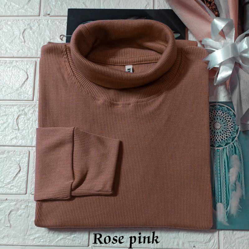 KAOS WANITA RIB TURTLENECK/H&amp;M PREMIUM/LENGAN PANJANG ALLSIZE - 75KG