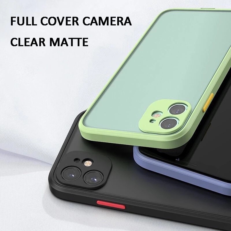 Hard Case Bumper Silikon Matte Transparan Shockproof Untuk IPhone X XS XR 11 12 13 14 Pro Max 7 8 Plus