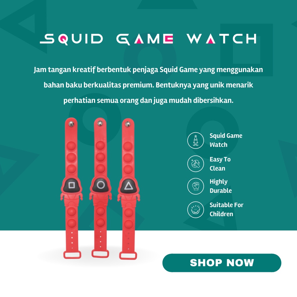 ITSOK POP IT GELANG TANGAN SQUID GAME / MAINAN POP IT / JAM TANGAN POP IT / GELANG TANGAN ANAK