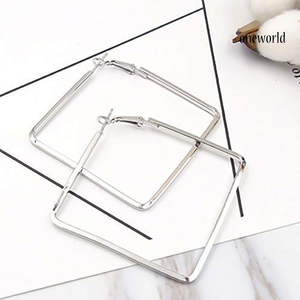 OW@ Fashion Women Hollow Square Dangle Statement Huggie Earrings Party Jewelry Gift