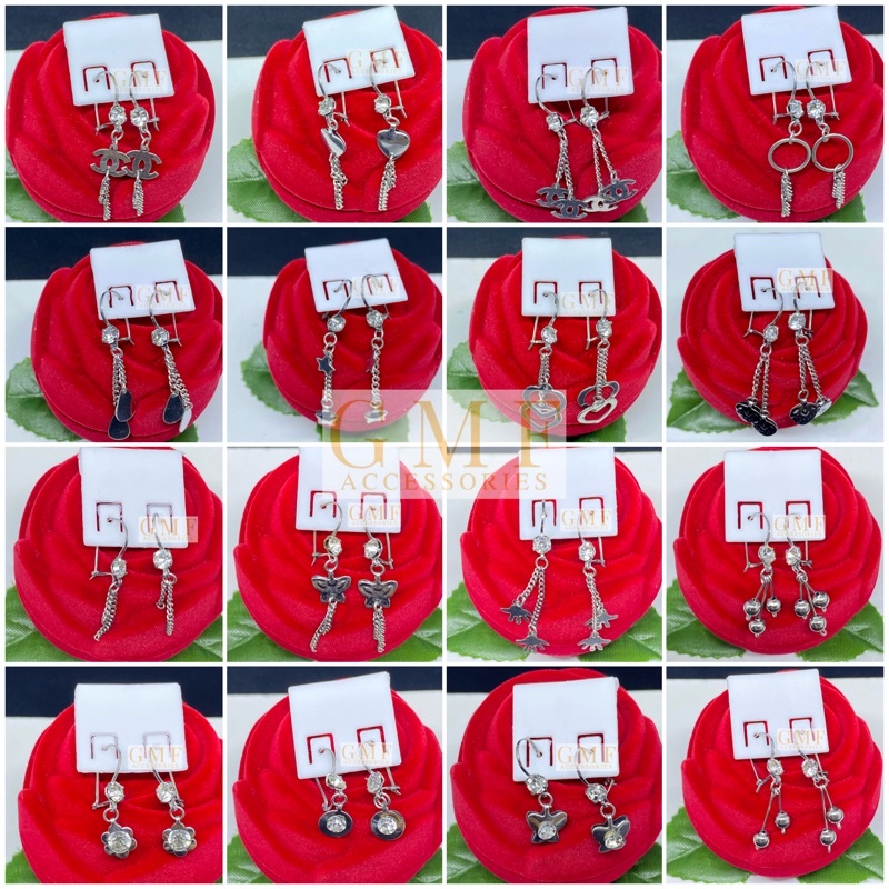 Anting Monel Permata Bentuk Bulat Ada Bandulnya Gambar Boneka Banyak Macam Anting Anak-Anak Dewasa Anti Karat Stainless Steel