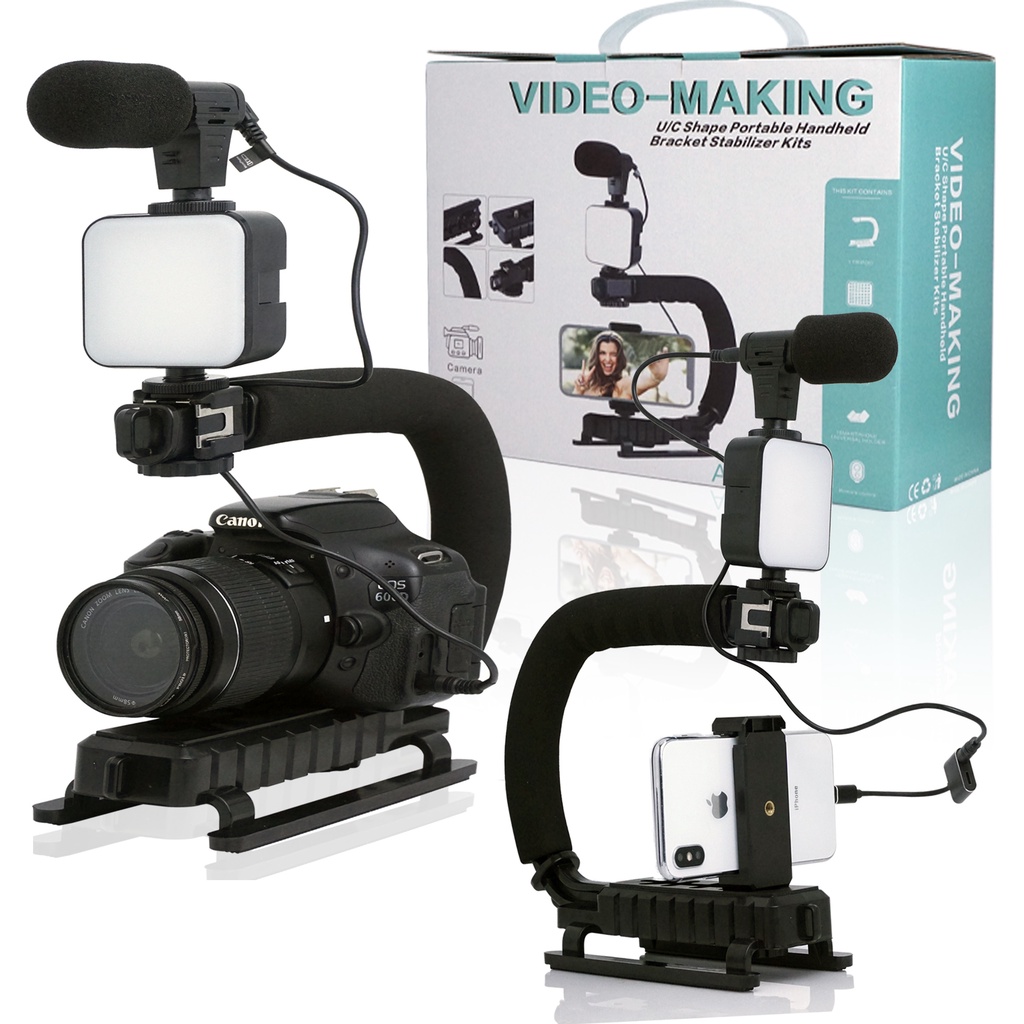 Vlogging Set Vlog Stabilizer Grip Video Handle C Shape Kamera DSLR Mirrorless Film Making Tools Vidio Making Set