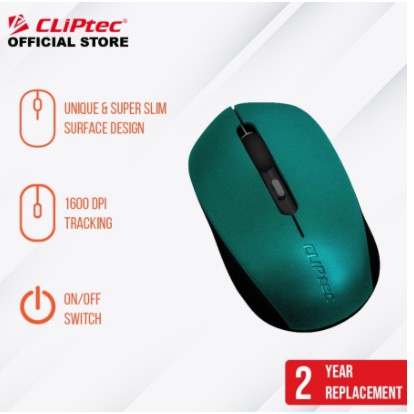 Mouse wireless cliptec usb 2.4ghz optical 1600dpi on-off switch rzs867