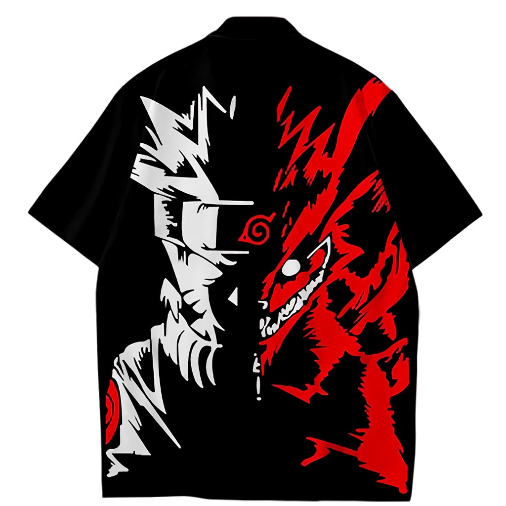 Kemeja Naruto 9tail Black Anime Manga Naruto Premium Unisex