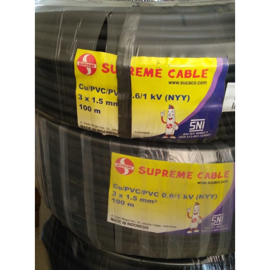 Kabel NYY Supreme 3 x 1.5 mm panjang 100m - nyy 3x1.5mm