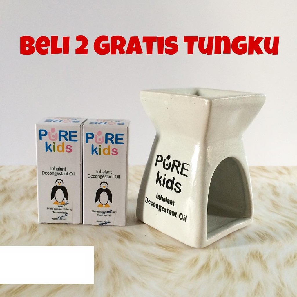 Pure Kids Inhalant Decongestant Oil 10ml x2 Paket Tungku Aromaterapi Anak