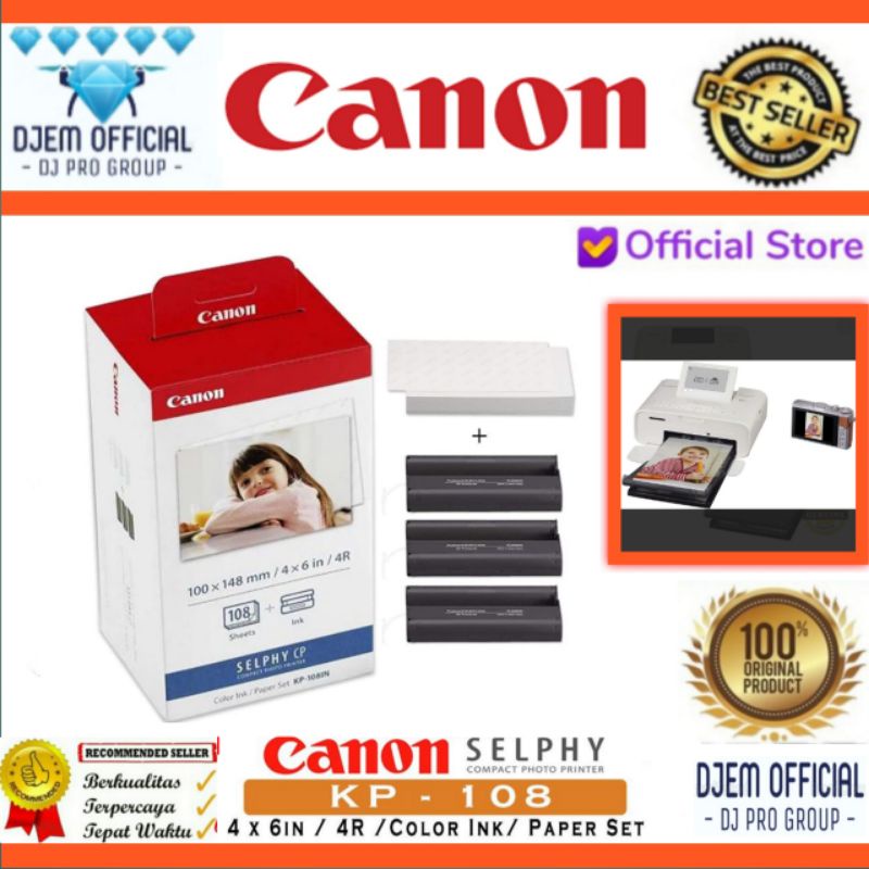 CANON SELPHY KP-108IN Photo Paper Printer Ink CP710 CP800 CP810 CP900 CP910 CP1000 CP1200 CP1300 Can