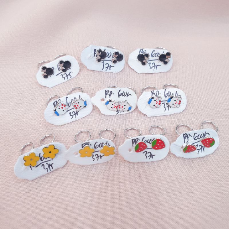 Anting emas putih model toge emas asli kadar 375 8K