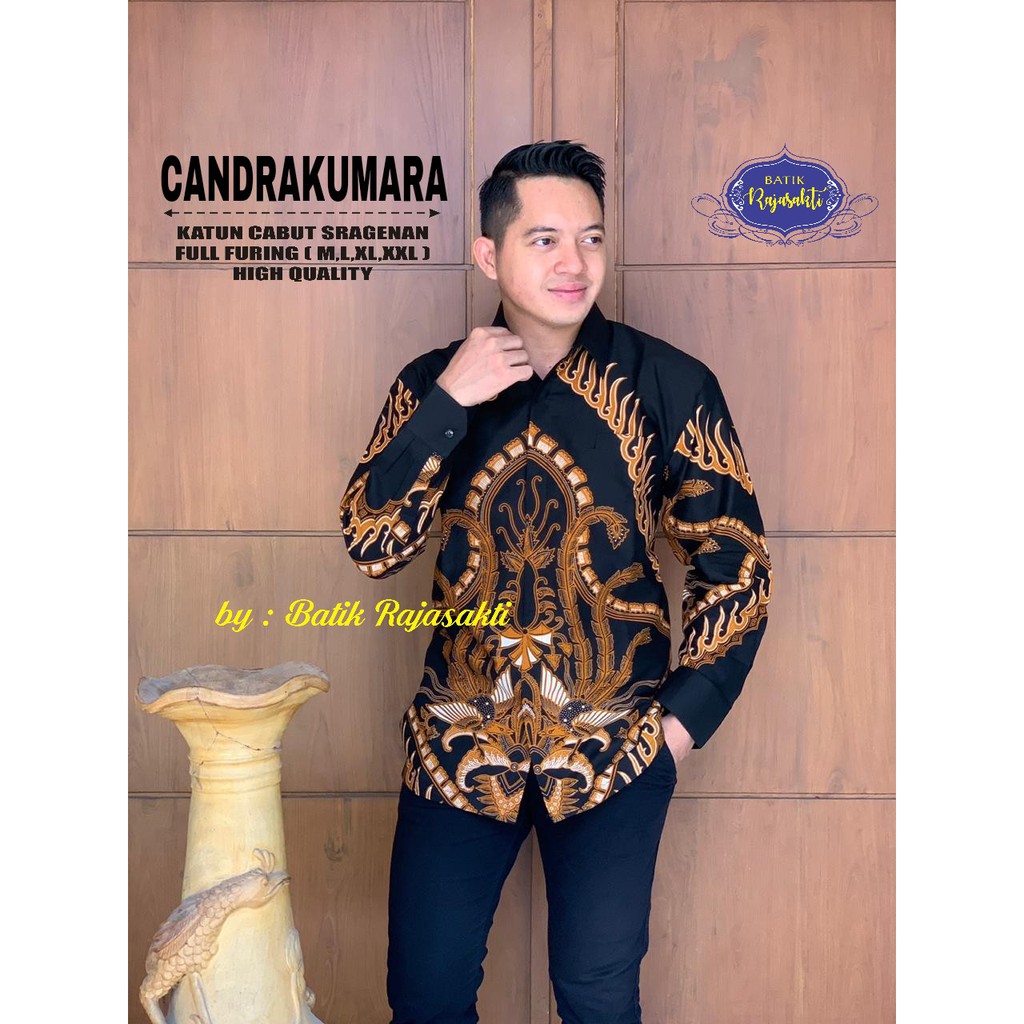 CANDRAKUMARA Kemeja Batik Pria Lengan Panjang Katun Halus FULL FURING Rajasakti