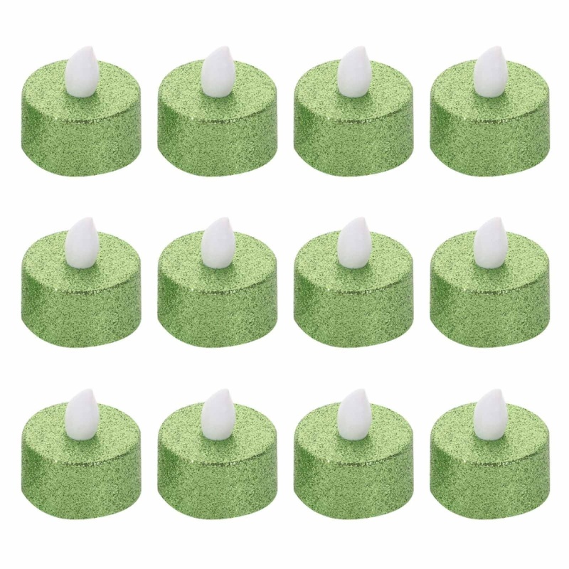 zzz 12pcs Glitter LED  Lights Flameless Tealight  Flickering Decoration
