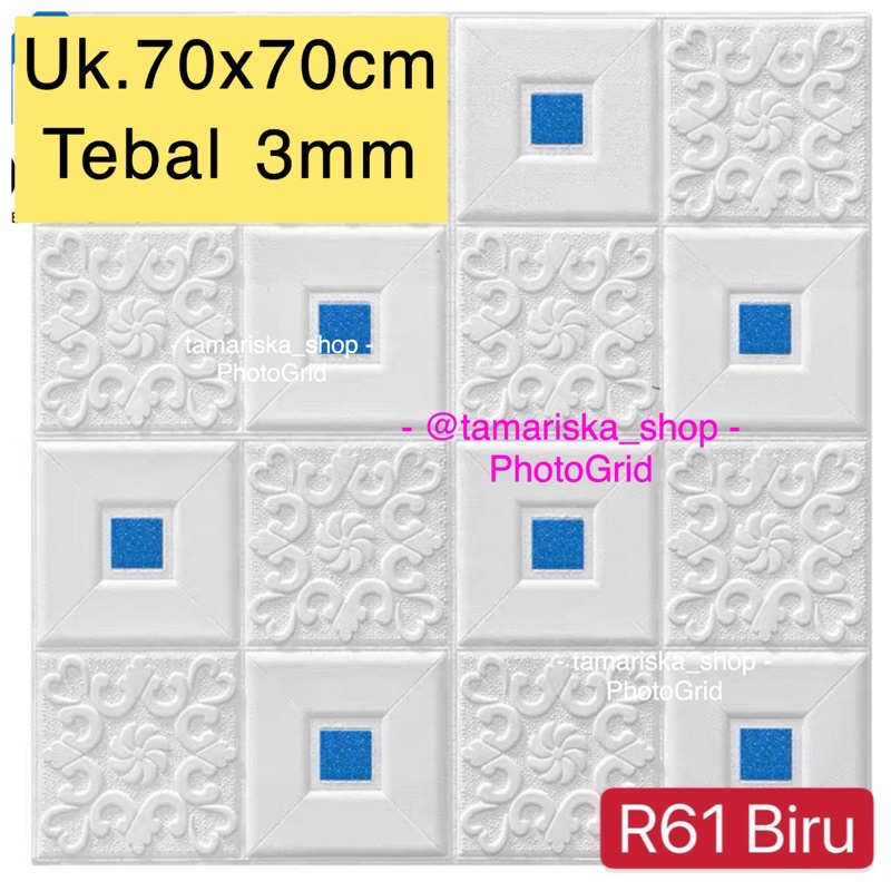 COD FOAM WALLPAPER DINDING 3D / WALL FOAM / BRICK FOAM BATU BATA MURAH-Batik biru 3mm