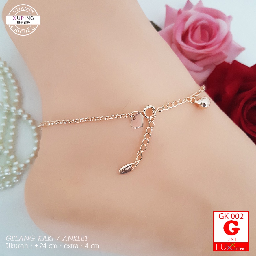 GK 002 Gelang Kaki Xuping Premium Perhiasan Emas Imitasi Wanita Dewasa Aksesoris Kaki Anklet Gold Xuping Ori Luxx Xuping