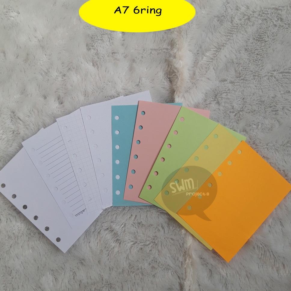

Flash Sale!! A7 6ring - isi binder refill loose leaf kertas file filler color warna polos bergaris kotak titik Special 2020