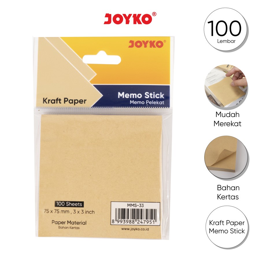 

Joyko Memo Stick BROWN KRAFT Sticky Notes Kertas Memo Joyko MMS-33
