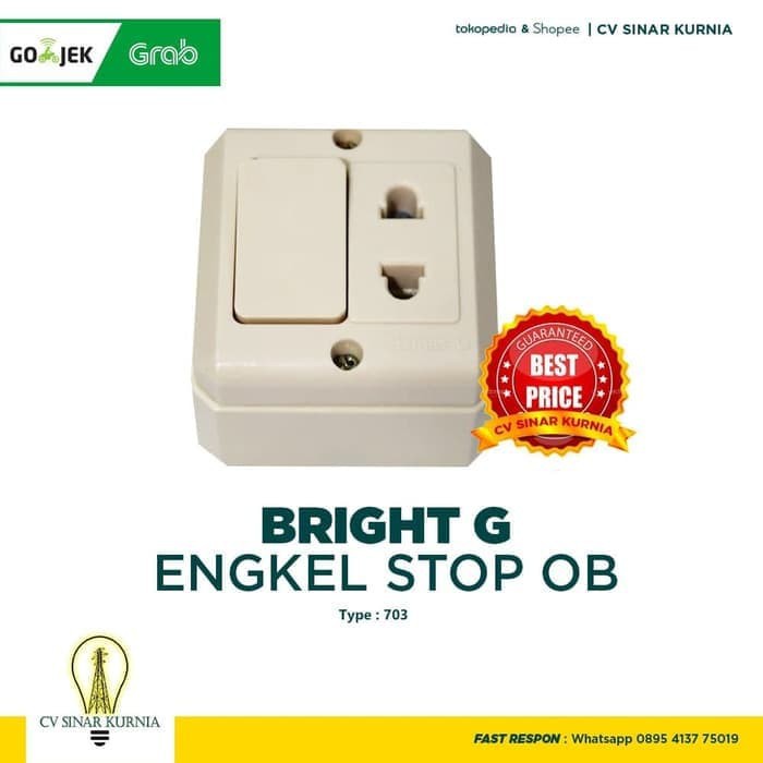 Saklar + Stop Kontak Merk Bright G 703 Engkel Stop OB Warna Cream