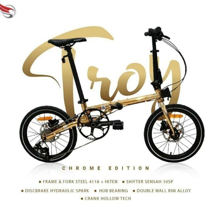 Sepeda Lipat Element Troy Gold Edition 10 Speed