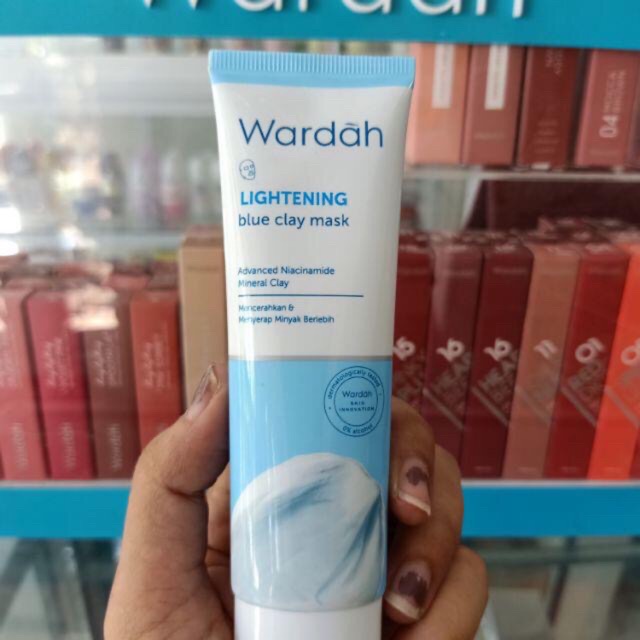 ✿ELYSABETHME✿ 🅆 🄰 🅁 🄳 🄰 🄷 Wardah lightening face mask biru masker wajah lembut cocok untuk kulit sensitif