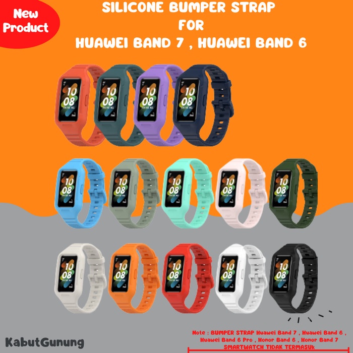 Silicone Rubber Strap With Bumper Case For Huawei Band 7 Huawei Band 6