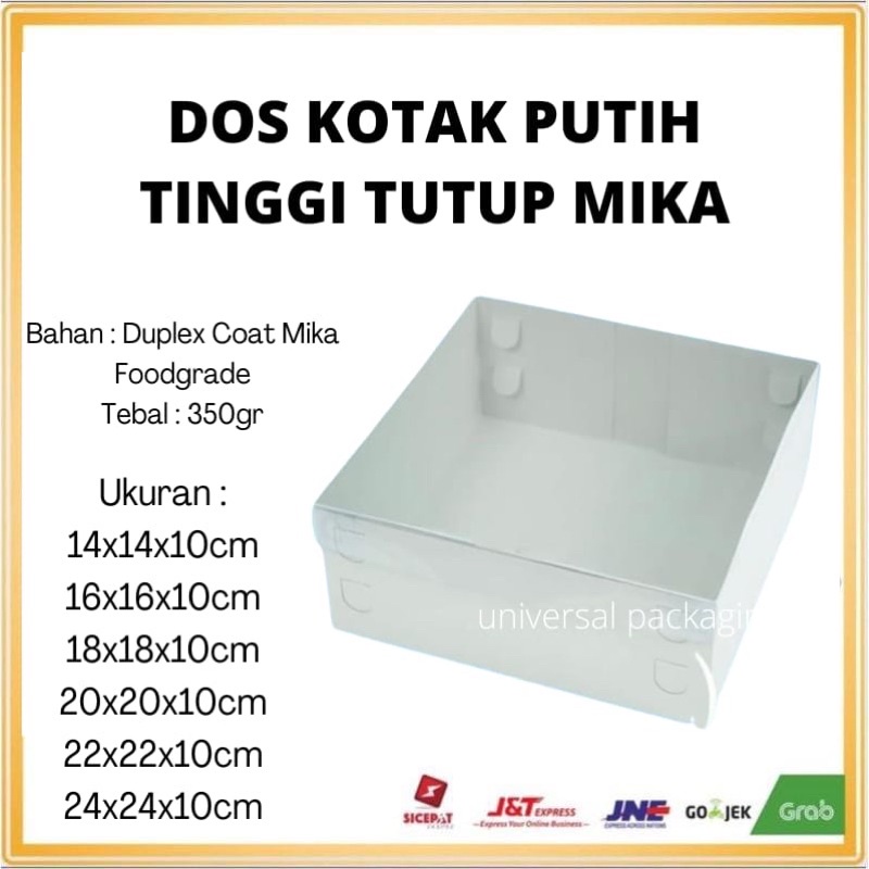 

[ 10 PCS ] Dos DUPLEX KOTAK PUTIH TUTUP MIKA Tinggi 10 cm | Box Dos Kemasan Pudding | Spiku