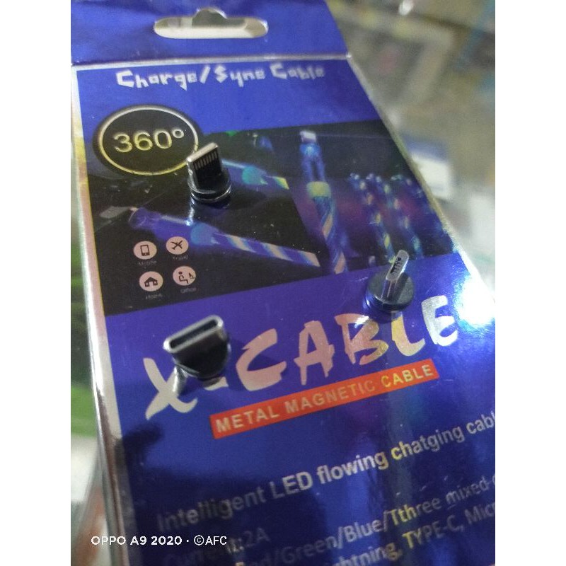 KABEL DATA MAGNET 3 IN 1 LAMPU FAST CHARGER