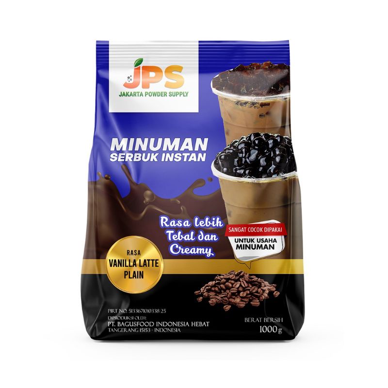 

Bubuk Minuman 1 kg Rasa Vanilla Latte - JPS Powder Plain Tanpa Gula Serbuk Instan