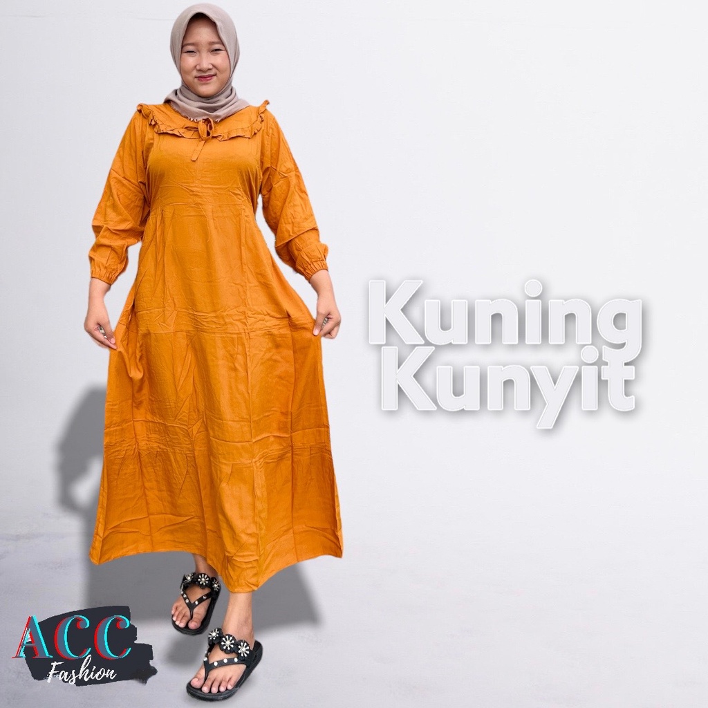 GAMIS CANDA POLOS PANJANG BAJU GAMIS MUSLIM DEWASA GAMIS LENGAN PANJANG KERUT RESLETING DEPAN BUSUI PINGGANG TALI