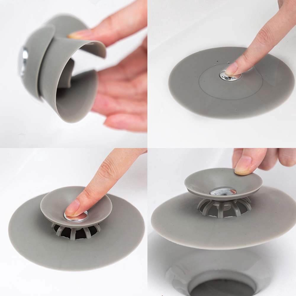 2in1 Drain Stopper/Saringan Penangkap Rambut Bahan Silikon Untuk Lantai Kamar Mandi/Dapur