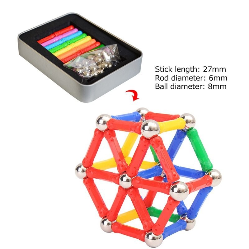 Pawaca Mainan Rakit Magnet Kreatif Magnetik Building Sets 63 Pcs