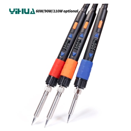 Solder Tangan YIHUA 928D-III 60W 90W 110W Besi Solder Opsional Daya Besar Tampilan Suhu Digital Dapat Disesuaikan