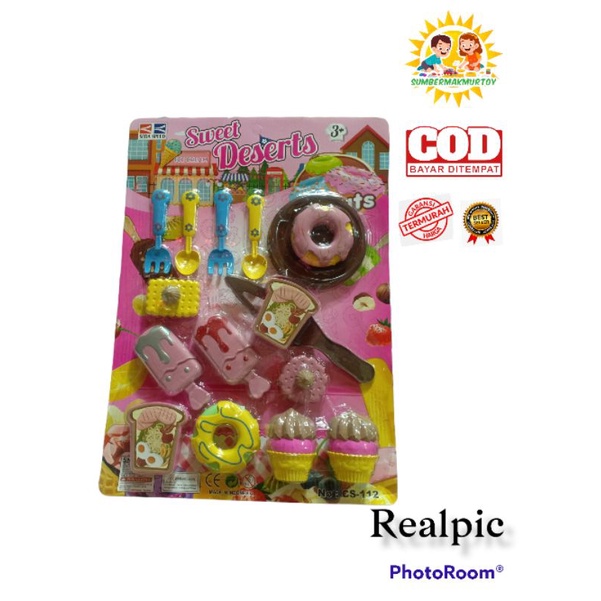 Mainan Edukasi Anak Kue Papan set Donat Set Eskrim Set