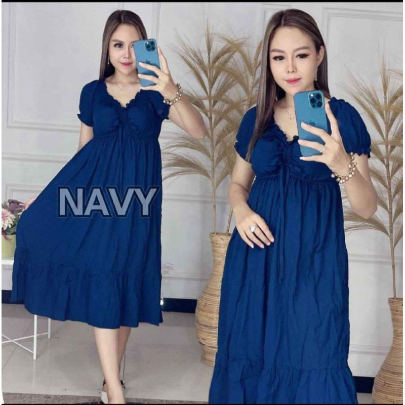 DASTER ARAB ZEEMA | RAYON SUPER GRADE A | RESLETING DEPAN BUSUI | RENDA MILO-Elsa navy