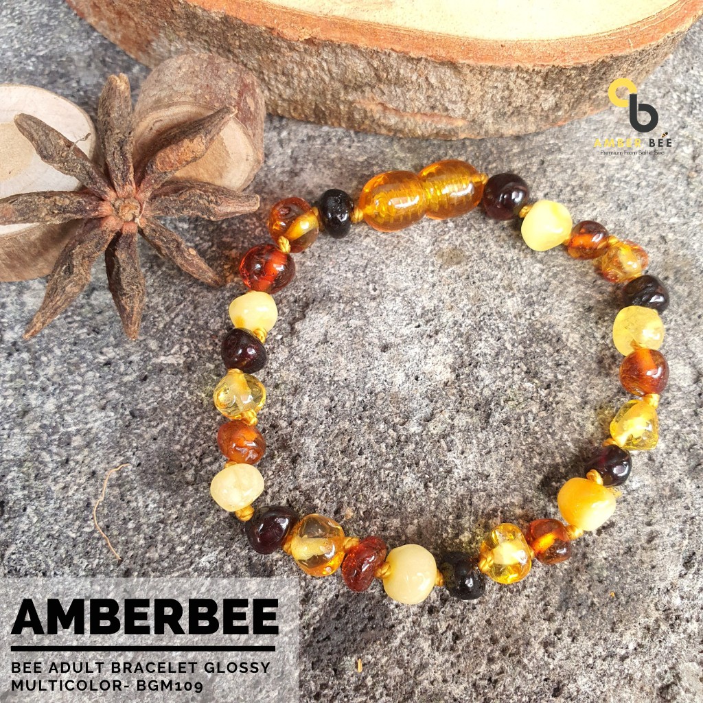 Gelang Amber Dewasa Premium 16cm Glossy Multicolor BGM109 By Amber Bee