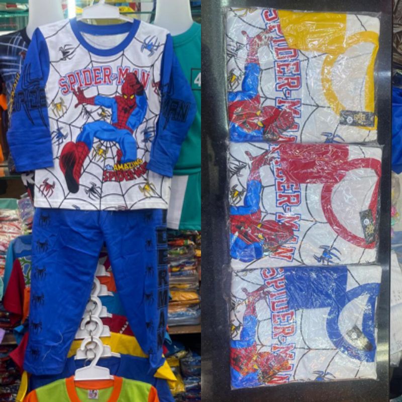 SETELAN KAOS LENGAN PANJANG SPIDERMAN KIDS