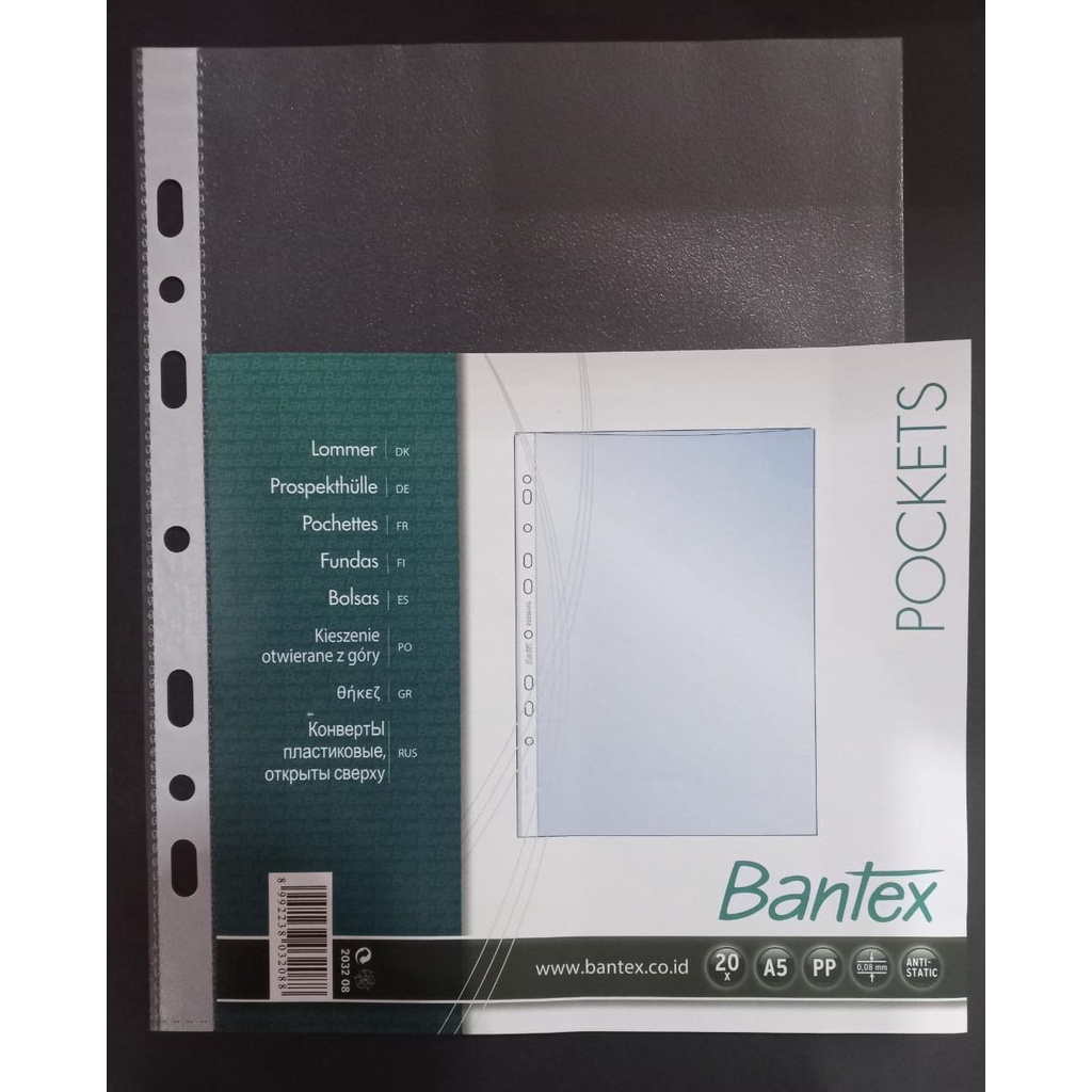 

Sheets Protector A5 Bantex isi 20 sheet/ Plastik Pocket Bantex / Sheet Protector A5