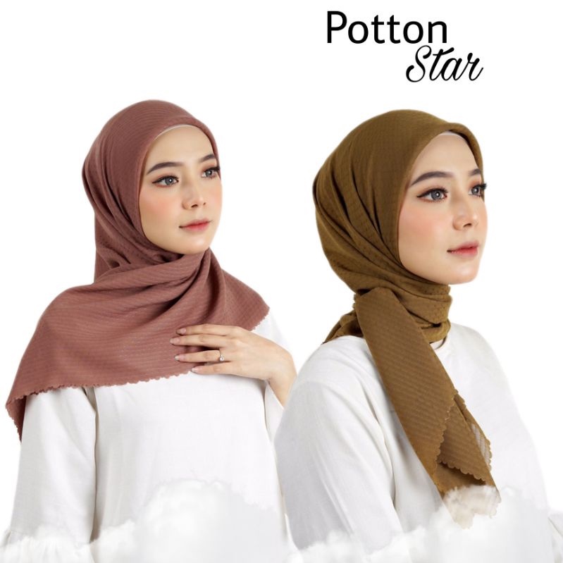 Hijab Potton Star Lasercut / Hijab Segiempat Potton Star Lasercut Ukuran 110x110 / Banyak Varian Warna