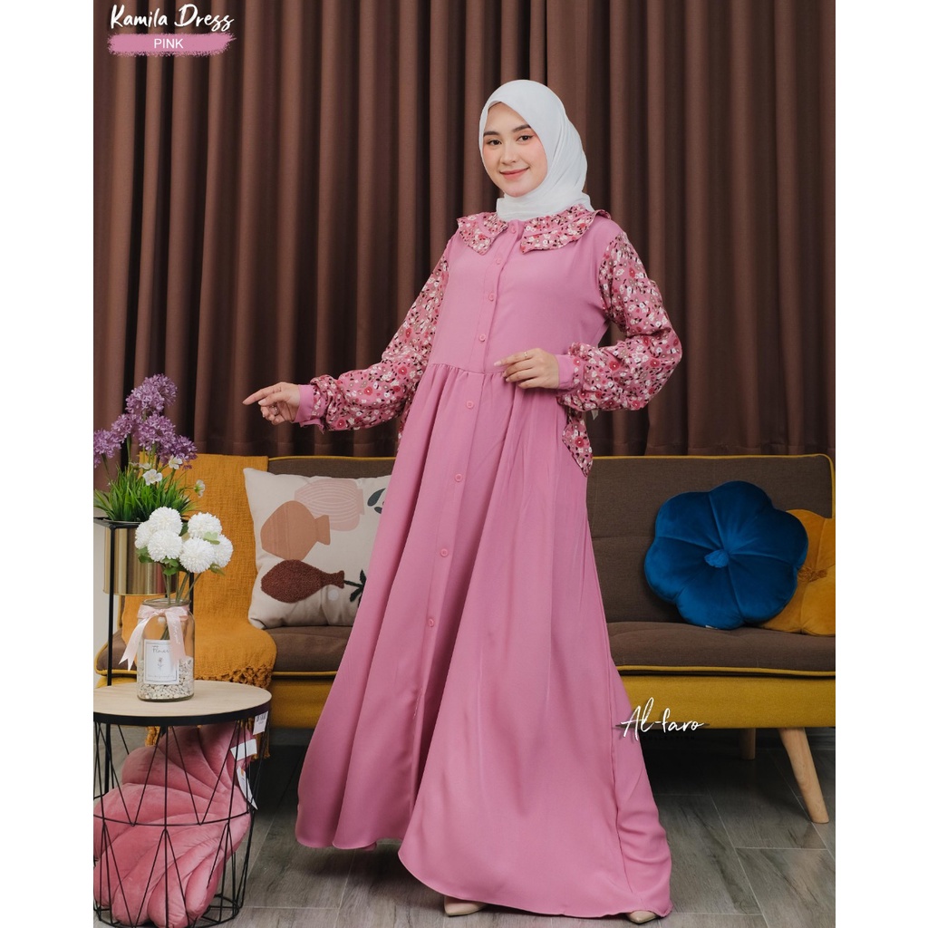 Gamis Kamila Kania by Alfaro mix bordir itycrepe polo linen remaja fashionable korean style asoka shabby vintage