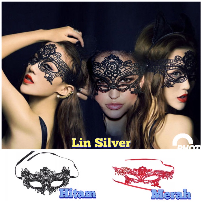TOPENG MATA WANITA HITAM MERAH EYE MASK AKSESORIS MATA - MERAH