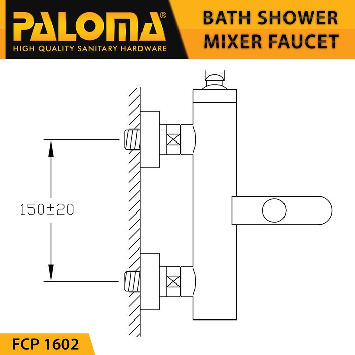 PALOMA FCP 1602 Keran Mixer Bathtub Shower Mandi Panas Dingin Kran Air